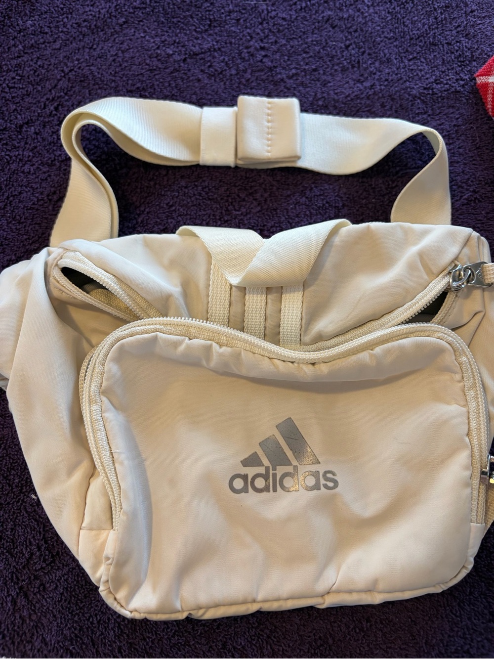 adidas Cream/Off-White Waist Pack with Front Zip Pocket